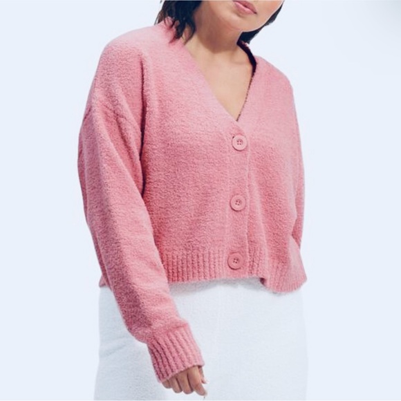 Ugg Cardigan Button Front Boxy Blush Pink Sweater Women’s Size XLarge NWT - Picture 2 of 12